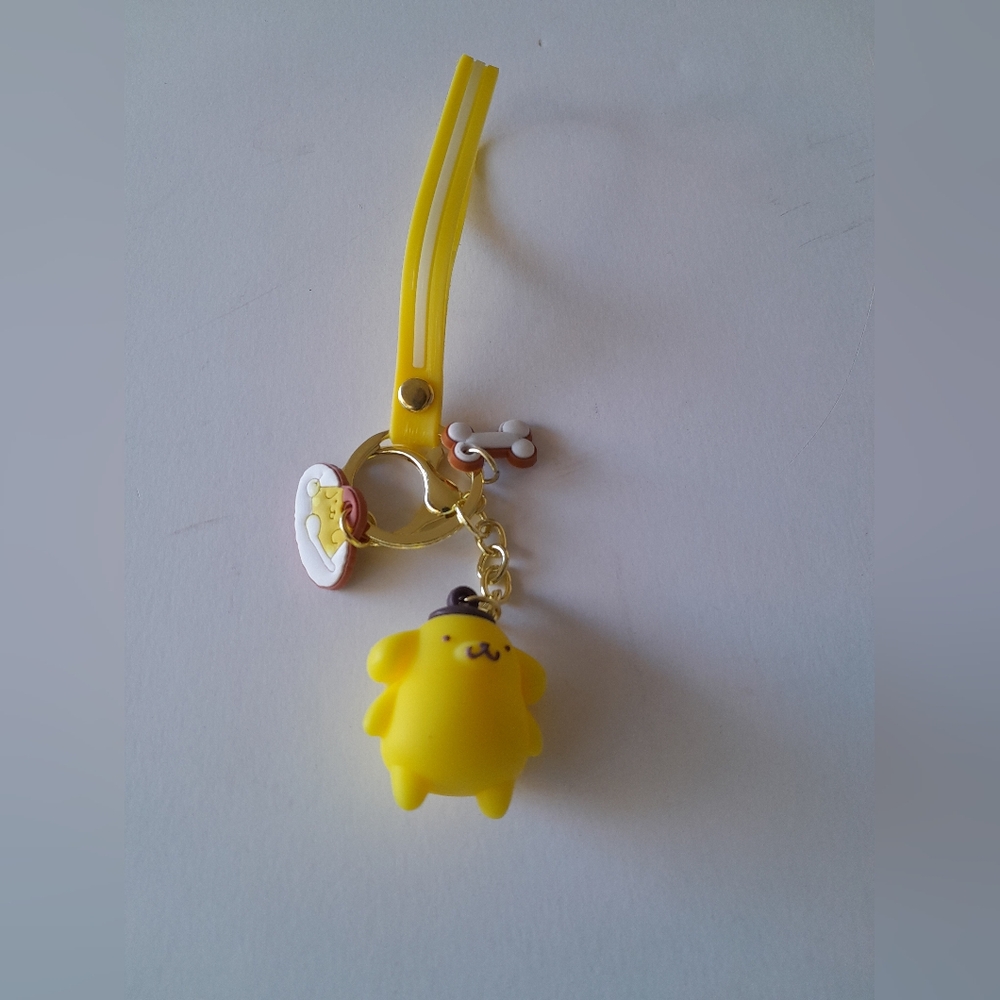 Sanrio Pompompurin 3D Figure Wristlet Keychain Bag Charm Yellow Kawaii Keyring - Picture 4 of 5